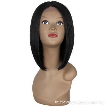 Lace Front Wigs 8 Inches Silky Straight Bob Wave Synthetic Lace Frontal wigs natural black T lace part Synthetic Hair Wigs
